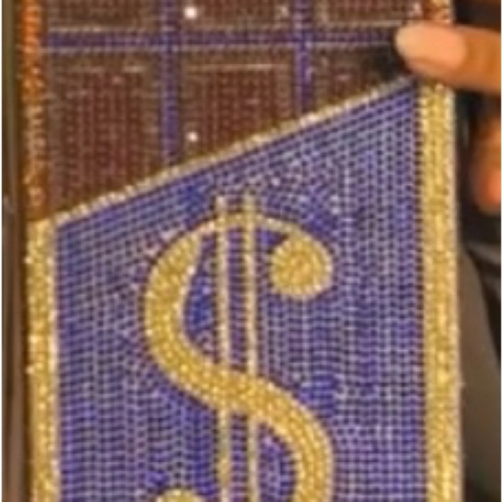 Blue and Gold Dollar Sign Clutch